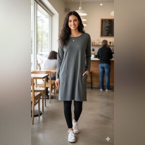 J. Jill Charcoal Long Sleeve Dress